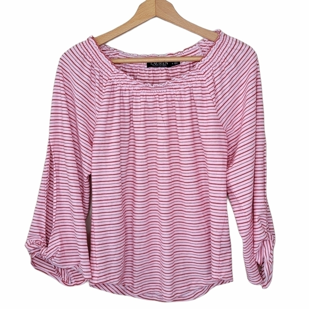 Lauren Ralph Lauren | Red White Striped Top Size Small Preppy Casual
